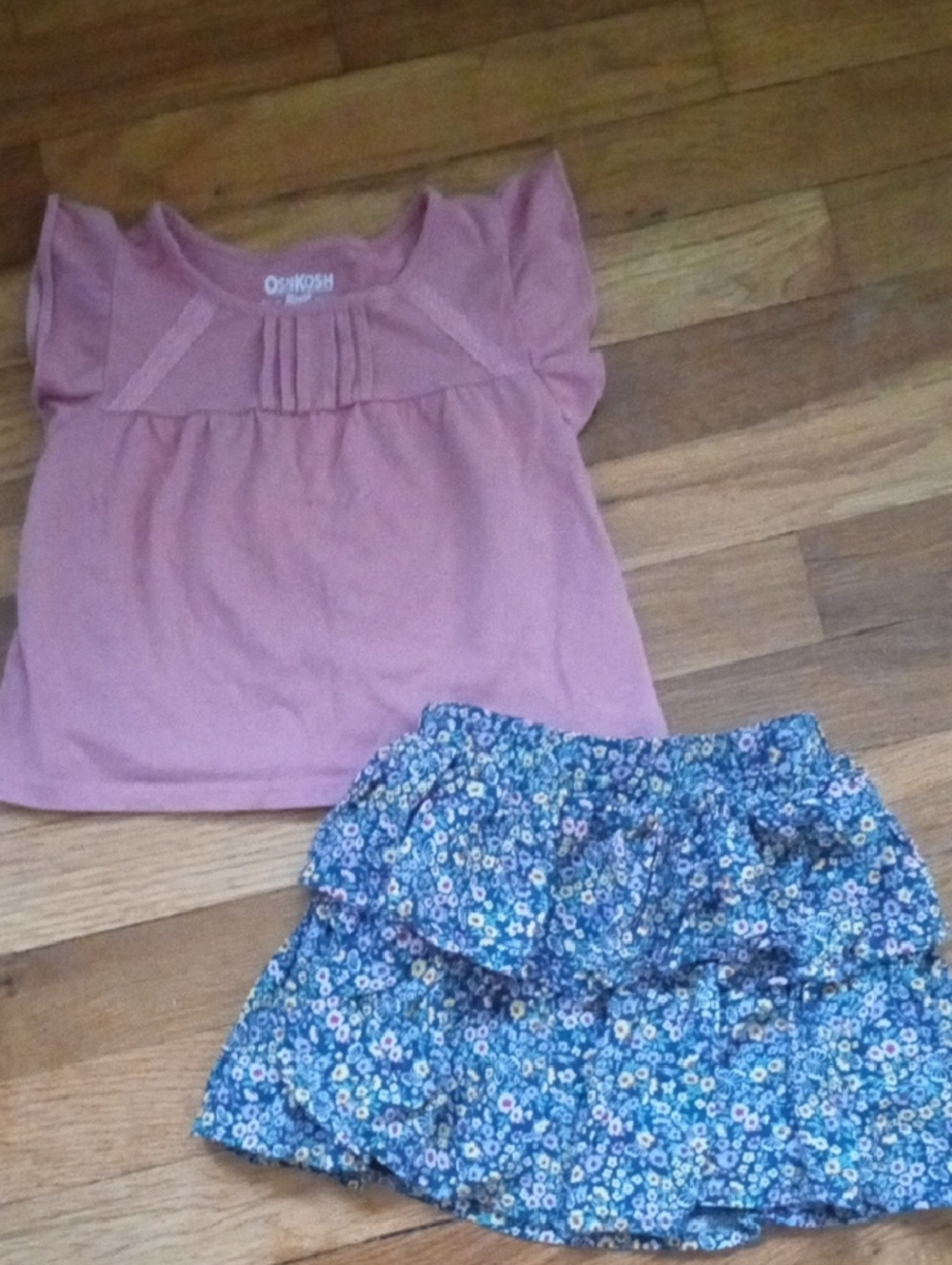 girl 3t pink top and flower tiered skirt